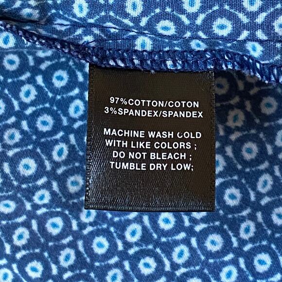 Lafayette 148 Size 8 Blue/White Mini Print Button Front Blouse Ruched Sides FS - Picture 10 of 10